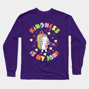 Kindness is My Jam with Cute Unicorn Playing a Trumpet Instrument Long Sleeve T-Shirt